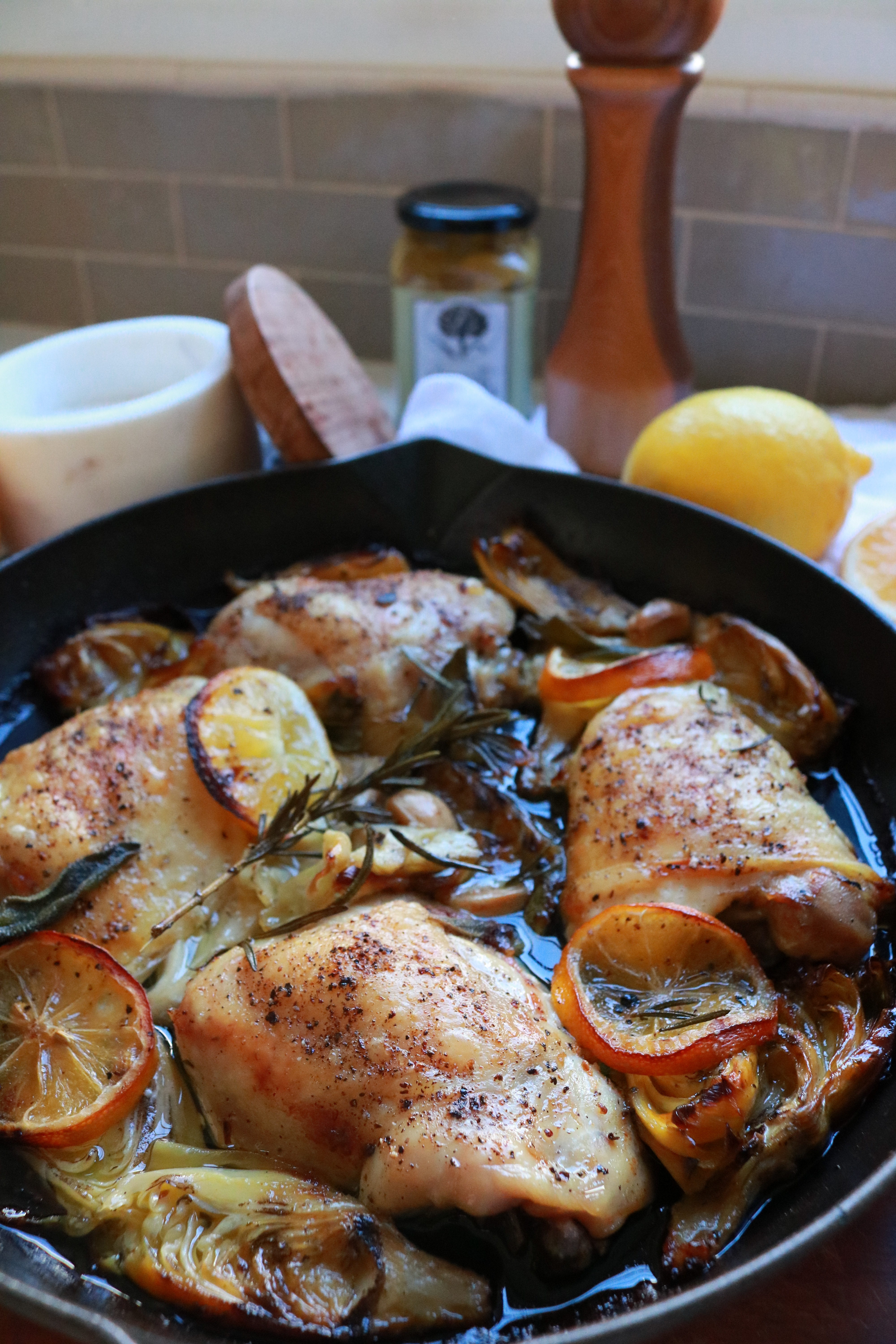 baked chicken with artichokes and lemon