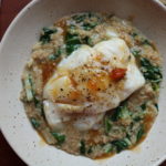 apricot glazed cod with coconut quinoa risotto