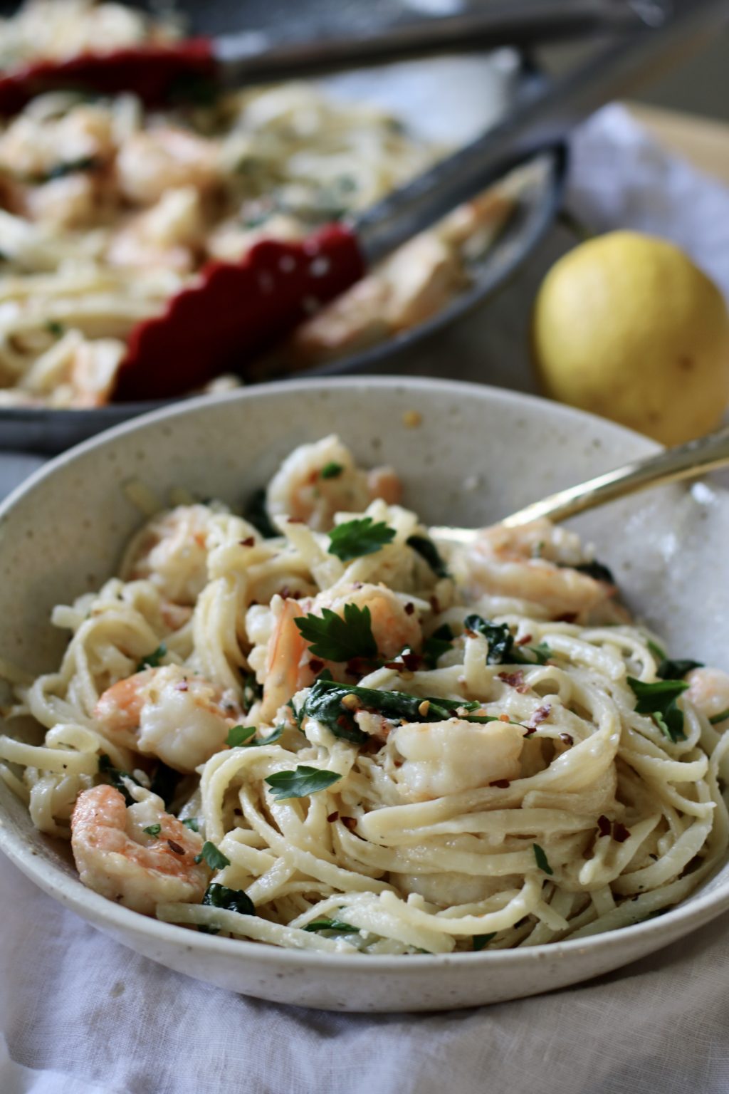 Creamy Shrimp Scampi - Honest Darling