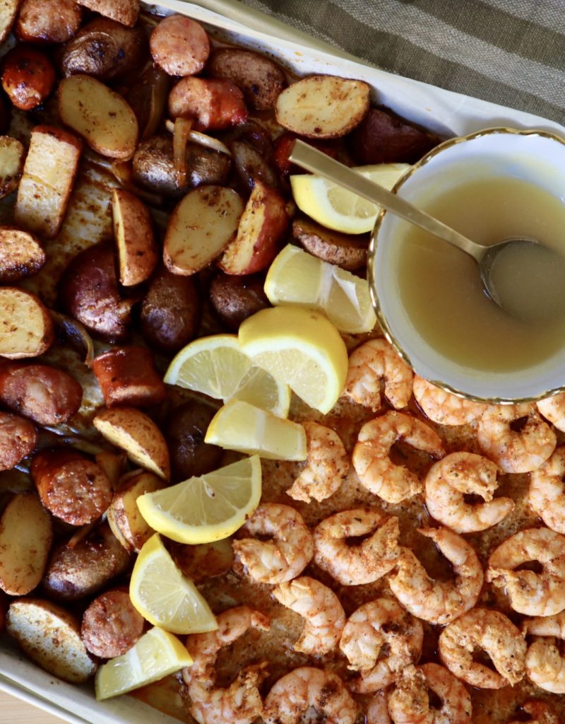 Sheet Pan Cajun Shrimp with Honey Garlic Butter Sauce Recipe