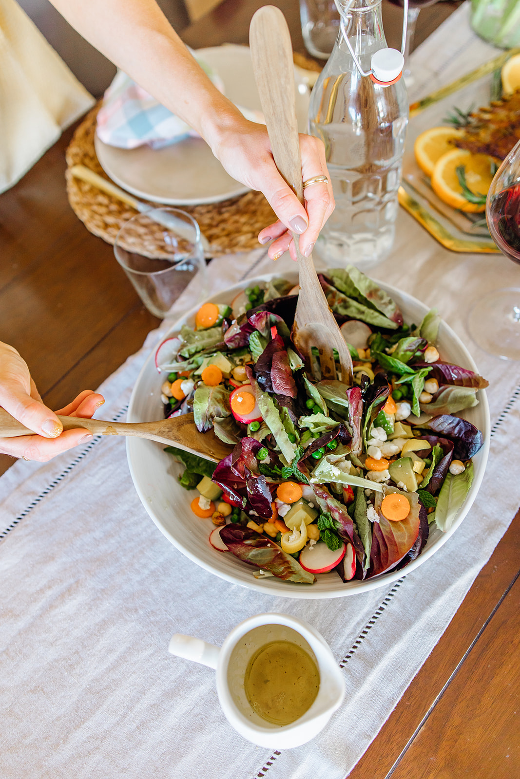 fresh spring salad with citrus vinaigrette