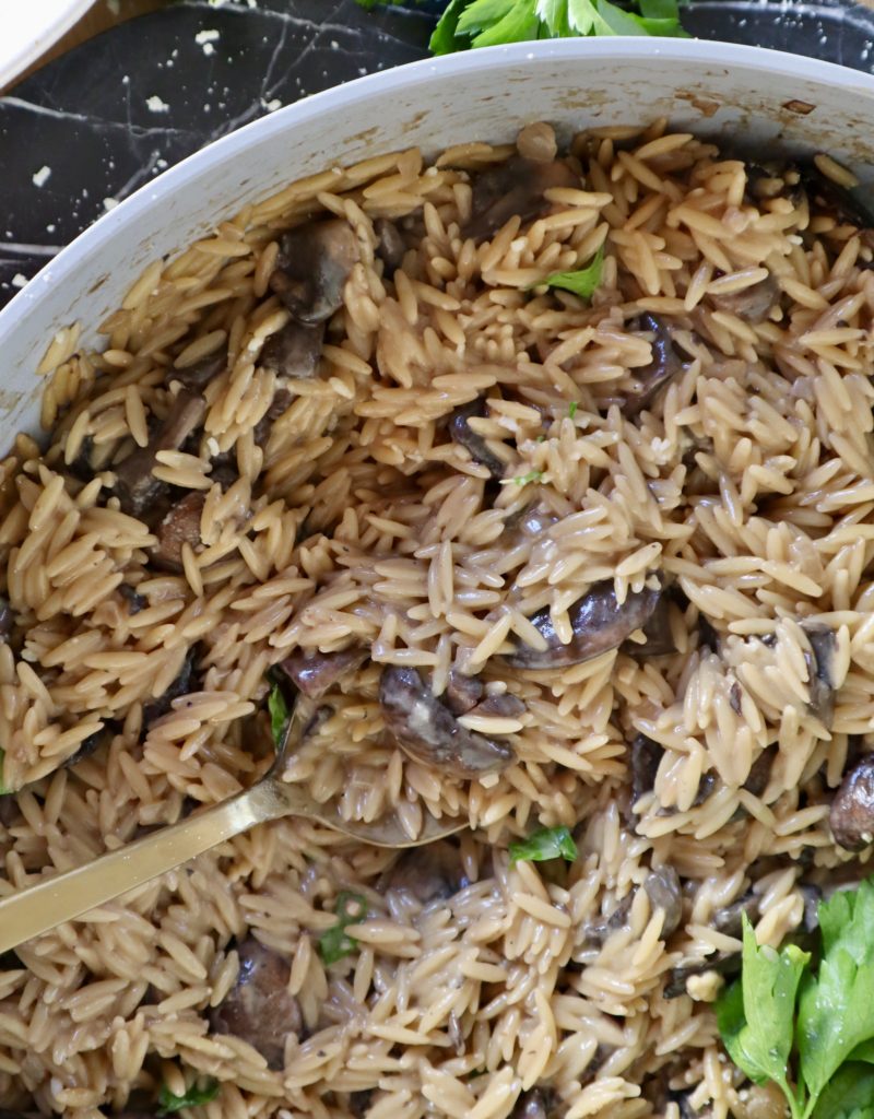 Creamy Garlic Mushroom Orzo Pasta