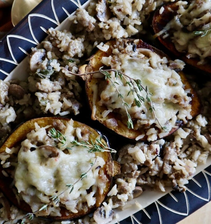 sage and sausage stuffed acorn squash