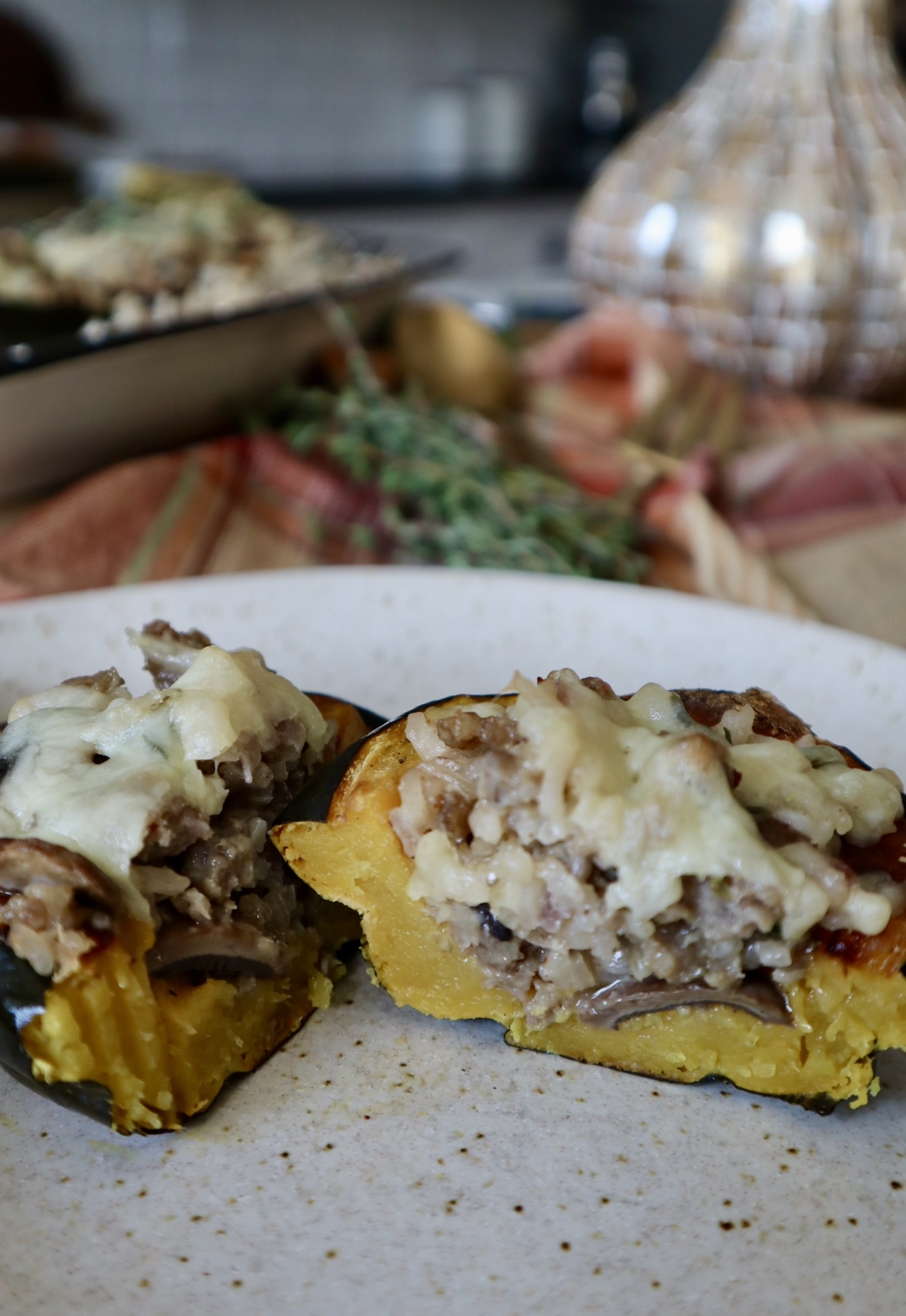 sage and sausage stuffed acorn squash