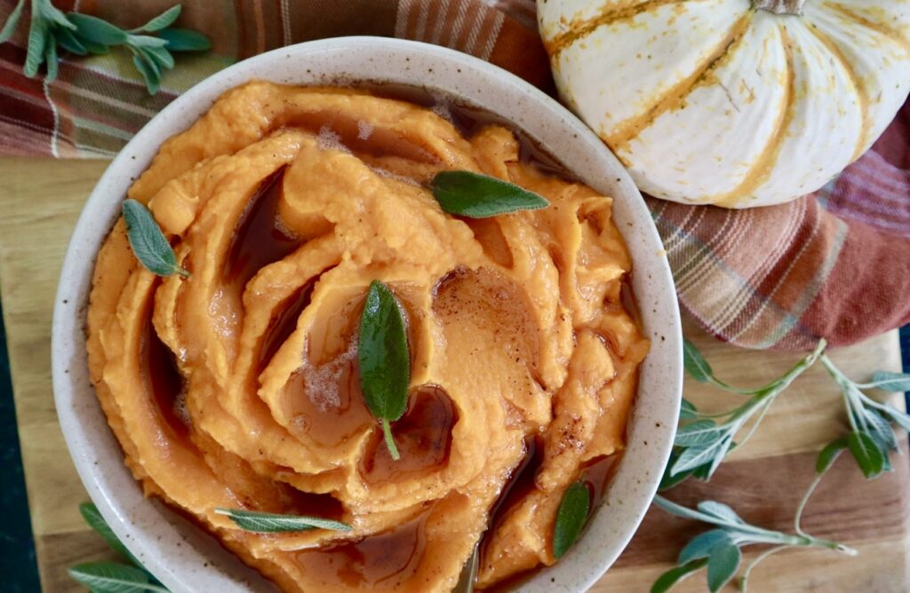 Savory Mashed Sweet Potatoes - Honest Darling