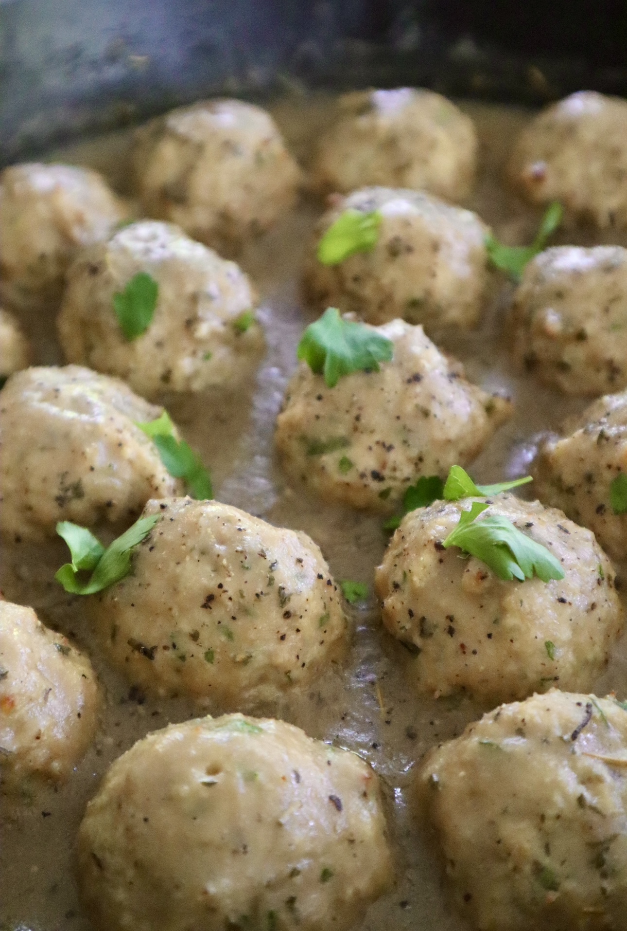 baked chicken meatballs with gravy